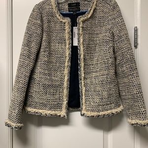 J Crew Braided Trim Jacket in Speckled Tweed